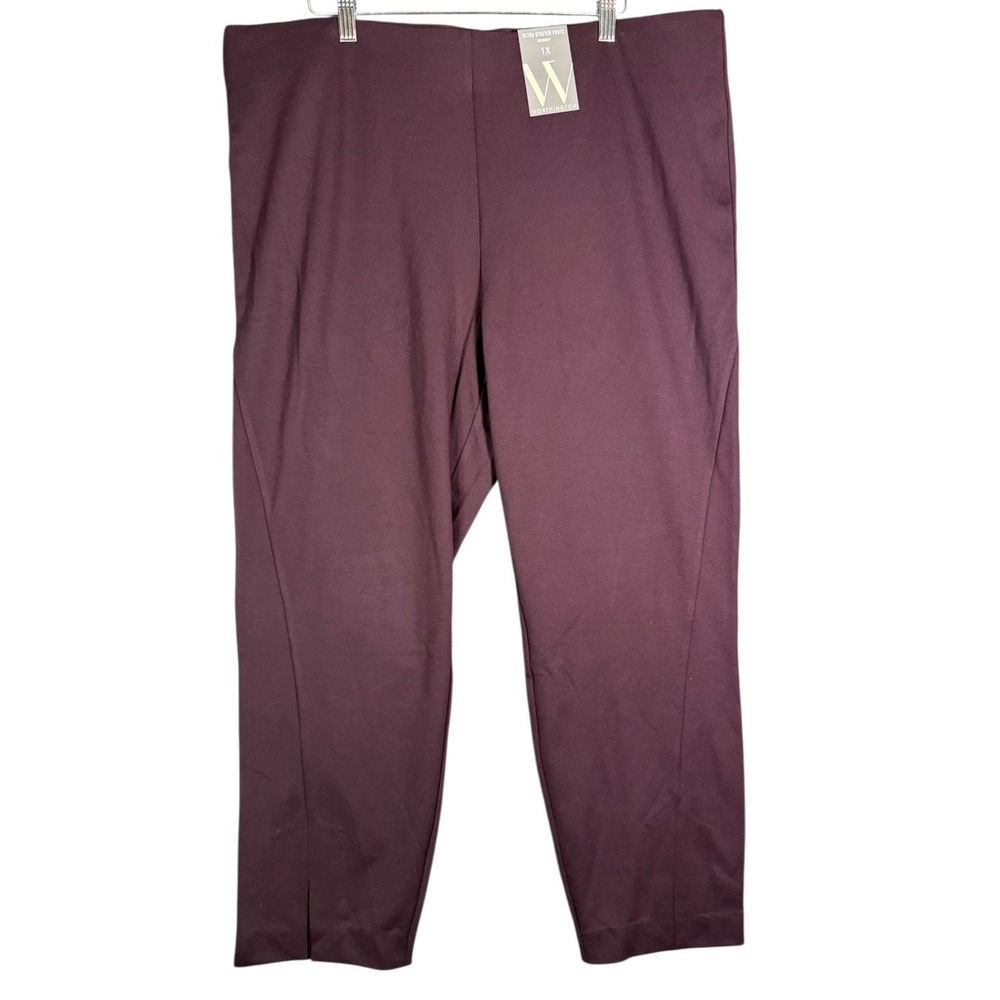 Worthington Women's 1X Burgundy Leggings Pull On Elastic Waist Ponte Skinny NWT‎